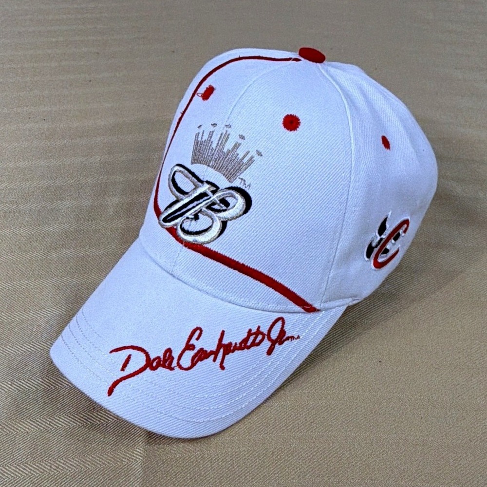 Dale Earnhardt Jr Budweiser White & Red Adjustable Baseball Cap